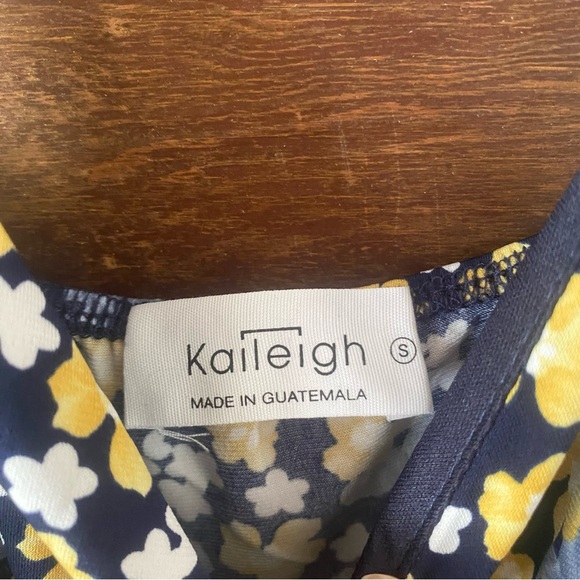 Kaileigh Navy and Yellow Floral High-Low Dress - Picture 4 of 5